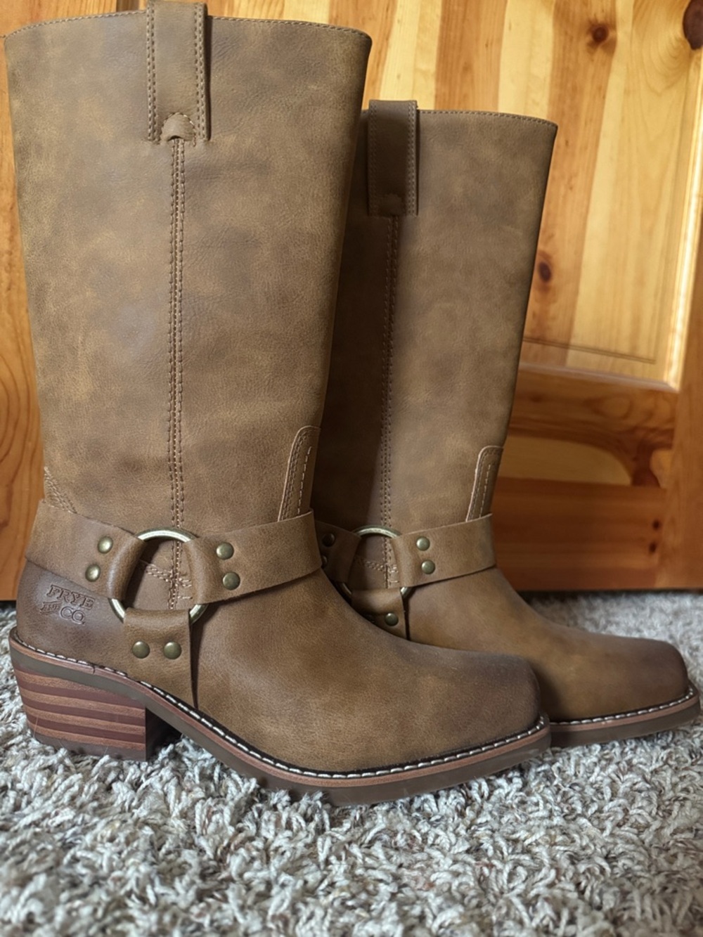 Frye Brown Harness Mid-Calf Leather Boots